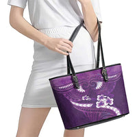 Purple Polynesia Leather Tote Bag Tribal Pattern Tropical Frangipani LT14 - Polynesian Pride