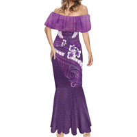 Purple Polynesia Mermaid Dress Tribal Pattern Tropical Frangipani LT14 - Polynesian Pride