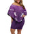 Purple Polynesia Off Shoulder Short Dress Tribal Pattern Tropical Frangipani