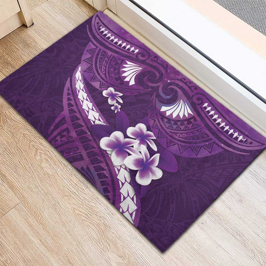 Purple Polynesia Rubber Doormat Tribal Pattern Tropical Frangipani LT14 - Polynesian Pride