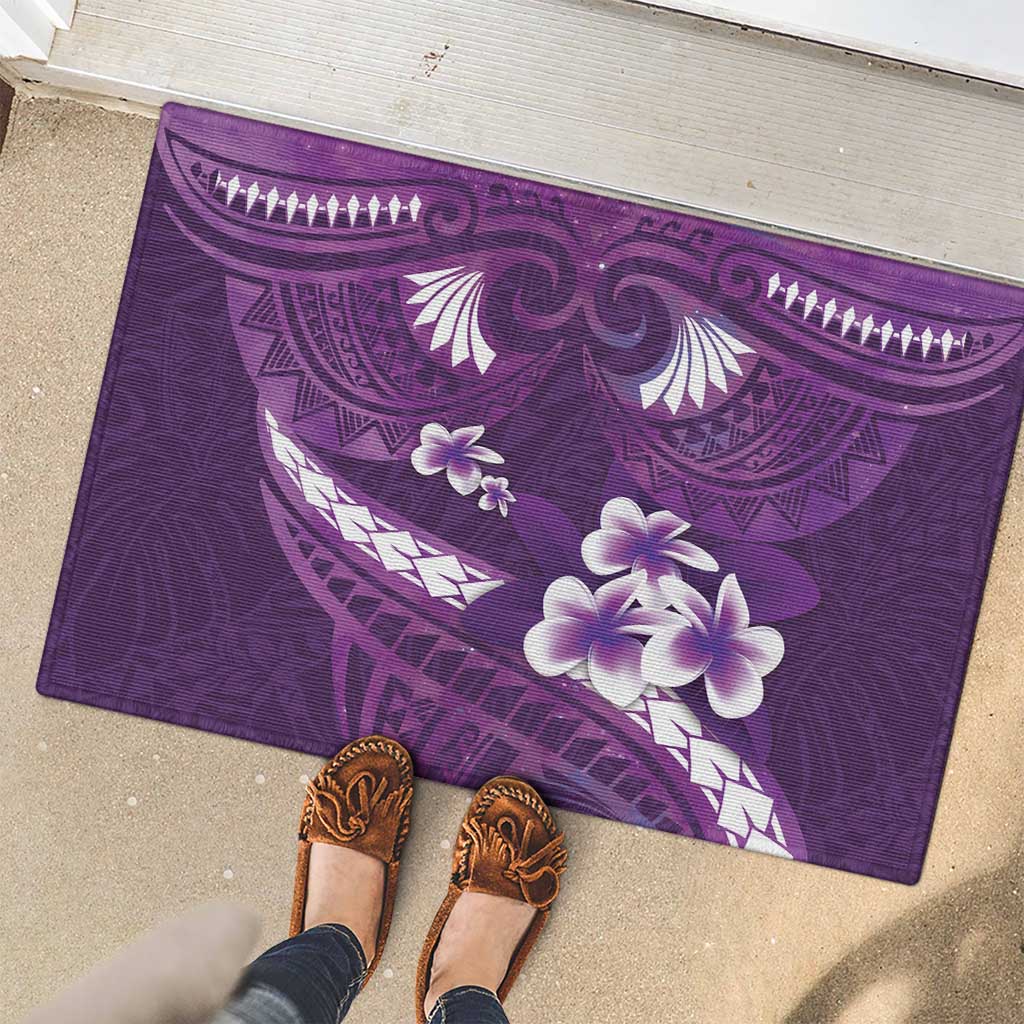 Purple Polynesia Rubber Doormat Tribal Pattern Tropical Frangipani LT14 - Polynesian Pride