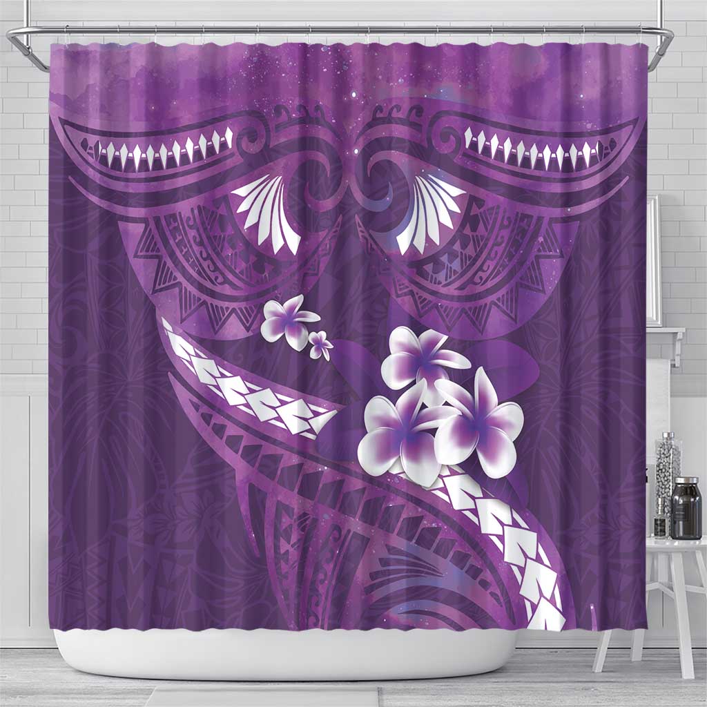 Purple Polynesia Shower Curtain Tribal Pattern Tropical Frangipani LT14 - Polynesian Pride