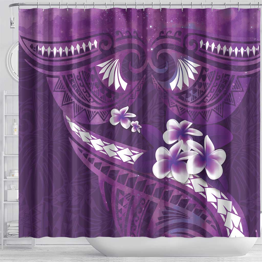 Purple Polynesia Shower Curtain Tribal Pattern Tropical Frangipani LT14 - Polynesian Pride