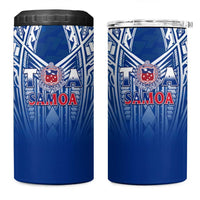 Samoa Rugby 4 in 1 Can Cooler Tumbler Toa Samoa Polynesian Pacific Navy Version