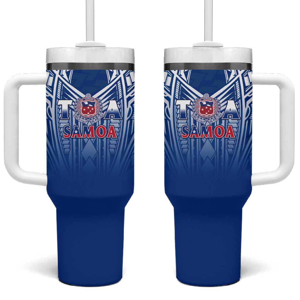 Samoa Rugby Tumbler With Handle Toa Samoa Polynesian Pacific Navy Version