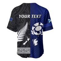 Personalised New Zealand and Scotland Rugby Baseball Jersey All Black Maori With Thistle Together LT14 - Polynesian Pride