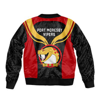 Papua New Guinea Rugby Bomber Jacket Port Moresby Vipers PNG Polynesian Pattern LT14 - Polynesian Pride