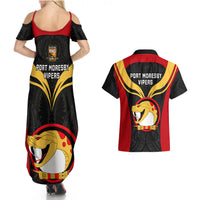 Papua New Guinea Rugby Couples Matching Summer Maxi Dress and Hawaiian Shirt Port Moresby Vipers PNG Polynesian Pattern LT14 - Polynesian Pride
