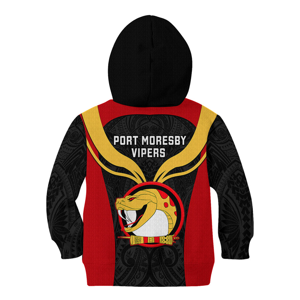 Papua New Guinea Rugby Kid Hoodie Port Moresby Vipers PNG Polynesian Pattern LT14 - Polynesian Pride
