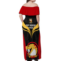 Papua New Guinea Rugby Off Shoulder Maxi Dress Port Moresby Vipers PNG Polynesian Pattern LT14 - Polynesian Pride