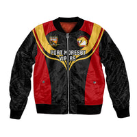 Papua New Guinea Rugby Sleeve Zip Bomber Jacket Port Moresby Vipers PNG Polynesian Pattern LT14 Unisex Black - Polynesian Pride