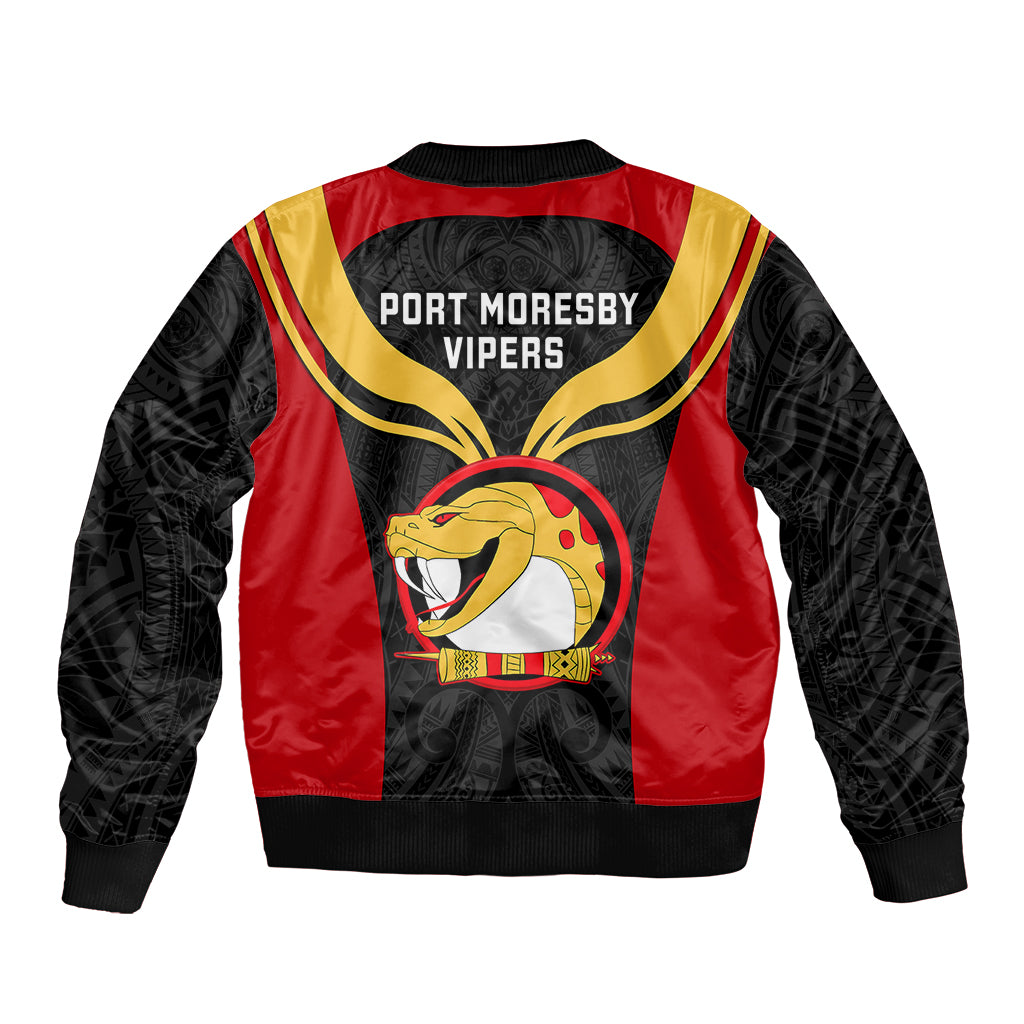 Papua New Guinea Rugby Sleeve Zip Bomber Jacket Port Moresby Vipers PNG Polynesian Pattern LT14 - Polynesian Pride
