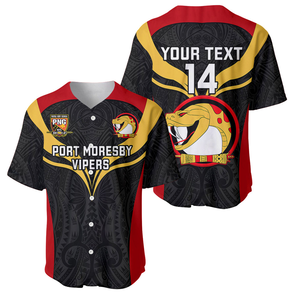 Custom Papua New Guinea Rugby Baseball Jersey Port Moresby Vipers PNG Polynesian Pattern LT14 - Polynesian Pride