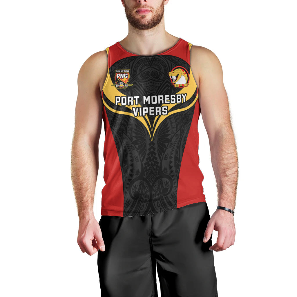 Custom Papua New Guinea Rugby Men Tank Top Port Moresby Vipers PNG Polynesian Pattern LT14 - Polynesian Pride