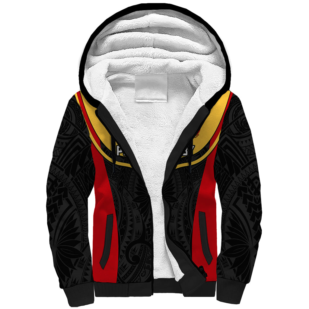 Custom Papua New Guinea Rugby Sherpa Hoodie Port Moresby Vipers PNG Polynesian Pattern LT14 Unisex Black - Polynesian Pride