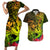 Hawaii Couples Matching Short Sleeve Bodycon Dress and Hawaiian Shirt Kanaka Map With Polynesian Shark Tattoo Reggae Unique LT14 Reggae - Polynesian Pride