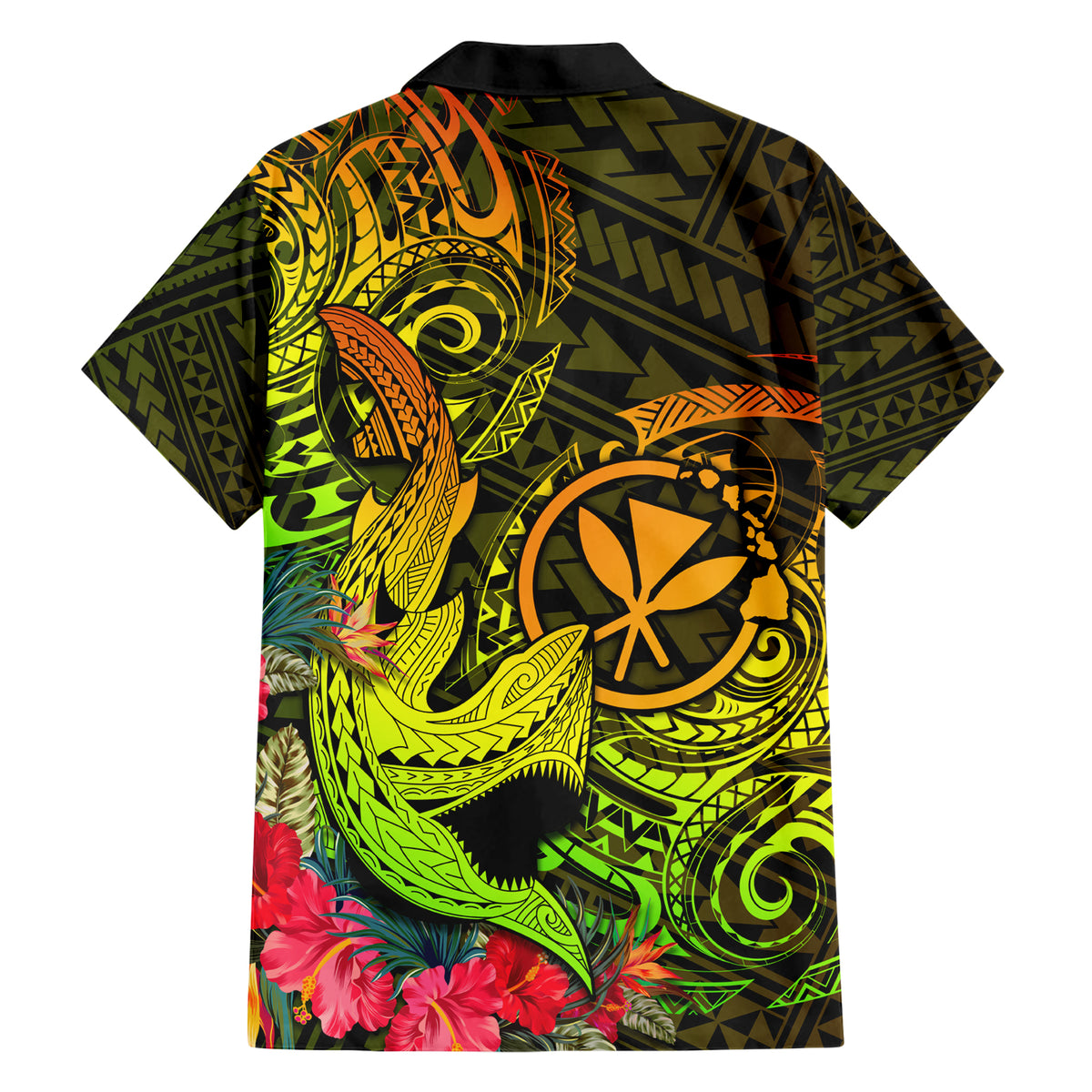 Hawaii Family Matching Short Sleeve Bodycon Dress and Hawaiian Shirt Kanaka Map With Polynesian Shark Tattoo Reggae Unique LT14 - Polynesian Pride