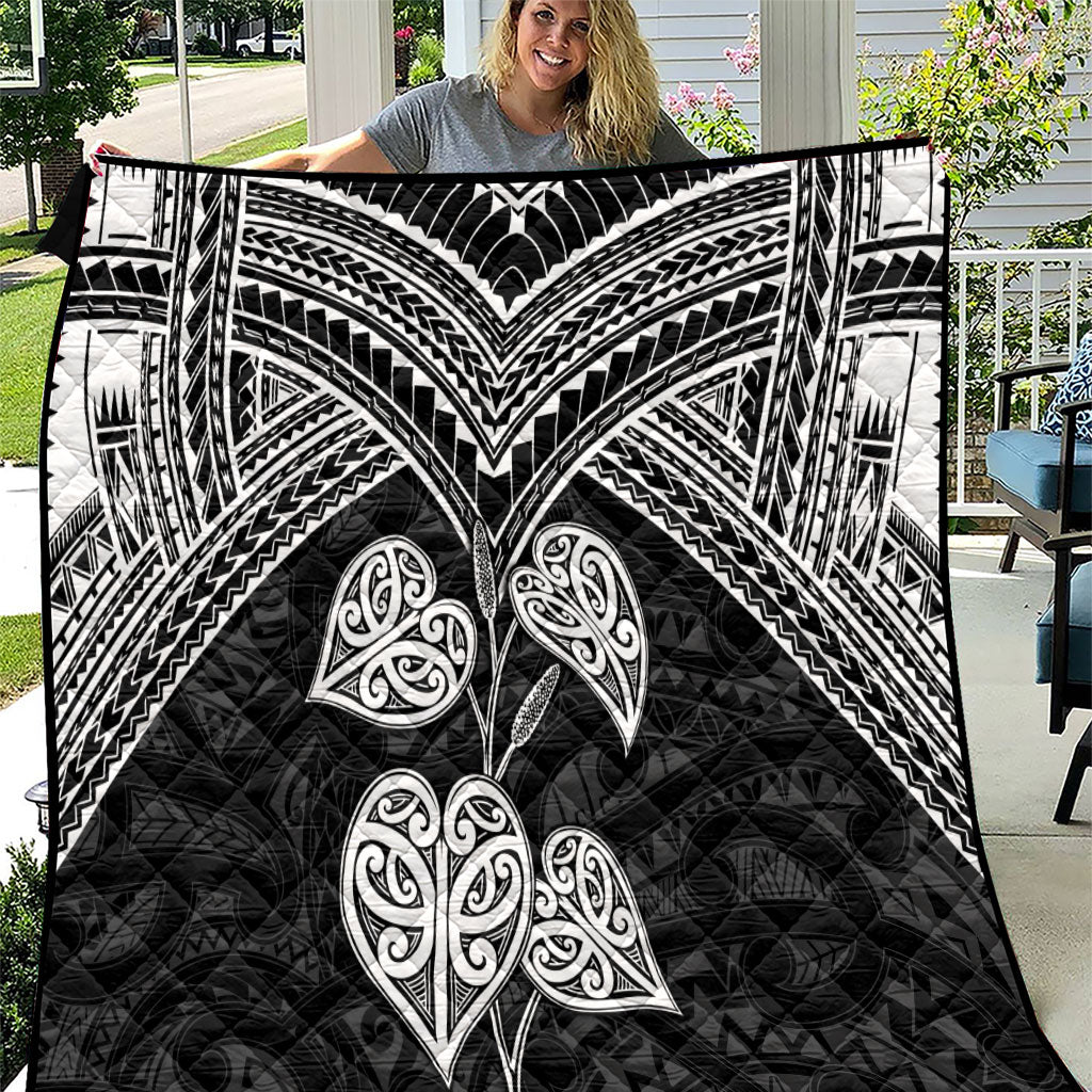 Black New Zealand Kawakawa Maori Ngaru Quilt LT14 Black - Polynesian Pride