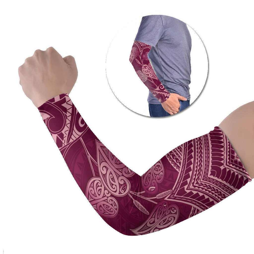 Burgundy New Zealand Kawakawa Maori Ngaru Arm Sleeves LT14 Set of 2 Burgundy - Polynesian Pride