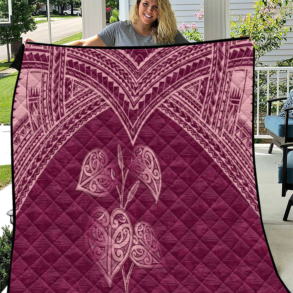 Burgundy New Zealand Kawakawa Maori Ngaru Quilt LT14 Burgundy - Polynesian Pride