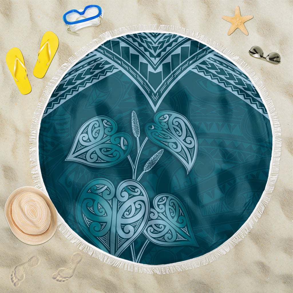 Cyan New Zealand Kawakawa Maori Ngaru Beach Blanket LT14 One Size 150cm Cyan - Polynesian Pride