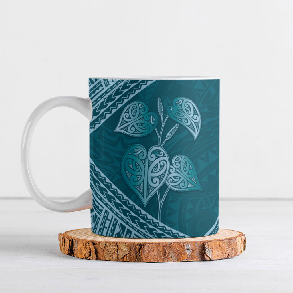 Cyan New Zealand Kawakawa Maori Ngaru Ceramic Mug LT14 Cyan - Polynesian Pride