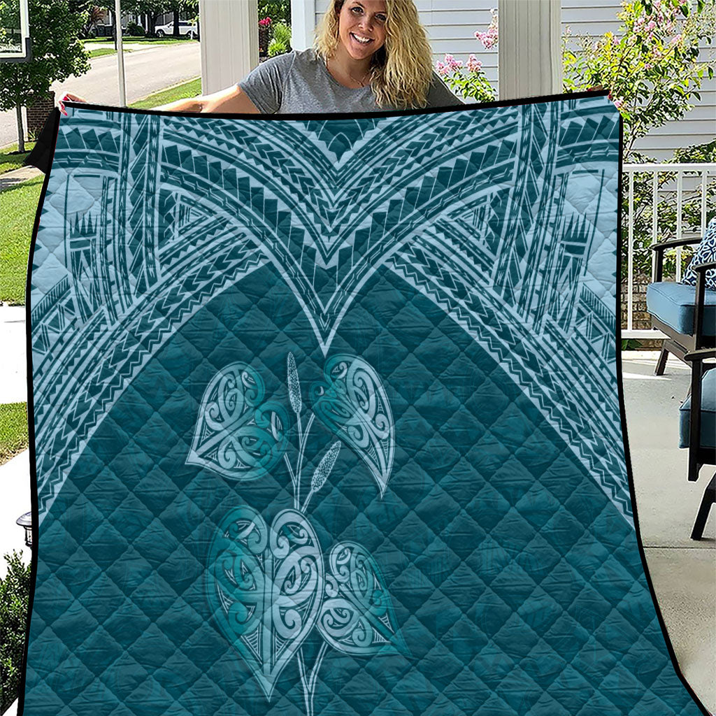 Cyan New Zealand Kawakawa Maori Ngaru Quilt LT14 Cyan - Polynesian Pride
