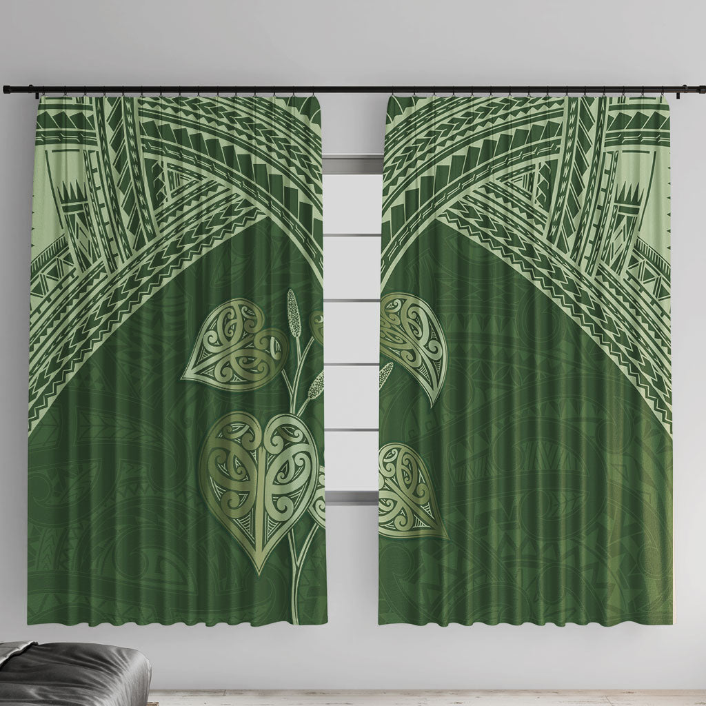 Green New Zealand Kawakawa Maori Ngaru Window Curtain