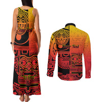 Personalised Ia Ora Na Marquesas Islands Couples Matching Tank Maxi Dress and Long Sleeve Button Shirt Mata Tiki Marquesan Tattoo LT14 - Polynesian Pride