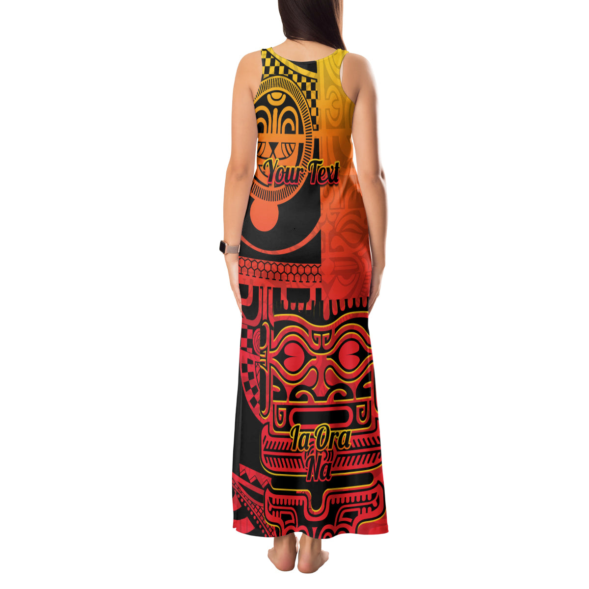 Personalised Ia Ora Na Marquesas Islands Tank Maxi Dress Mata Tiki Marquesan Tattoo LT14 - Polynesian Pride