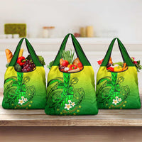 Kia Orana Cook Islands Grocery Bag Kuki Airani Tattoo Pattern With Sea Turtle