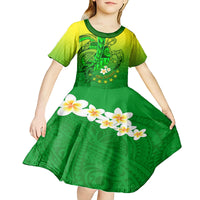 Kia Orana Cook Islands Kid Short Sleeve Dress Kuki Airani Tattoo Pattern With Sea Turtle LT14 - Polynesian Pride