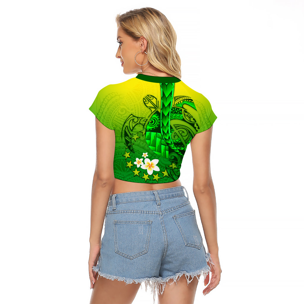 Kia Orana Cook Islands Raglan Cropped T Shirt Kuki Airani Tattoo Pattern With Sea Turtle LT14 - Polynesian Pride