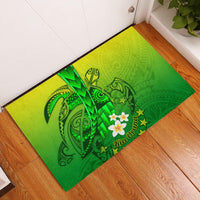 Kia Orana Cook Islands Rubber Doormat Kuki Airani Tattoo Pattern With Sea Turtle LT14 Green - Polynesian Pride