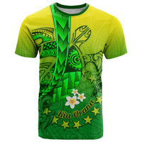 Kia Orana Cook Islands T Shirt Kuki Airani Tattoo Pattern With Sea Turtle LT14 Green - Polynesian Pride