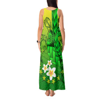Kia Orana Cook Islands Tank Maxi Dress Kuki Airani Tattoo Pattern With Sea Turtle LT14 - Polynesian Pride