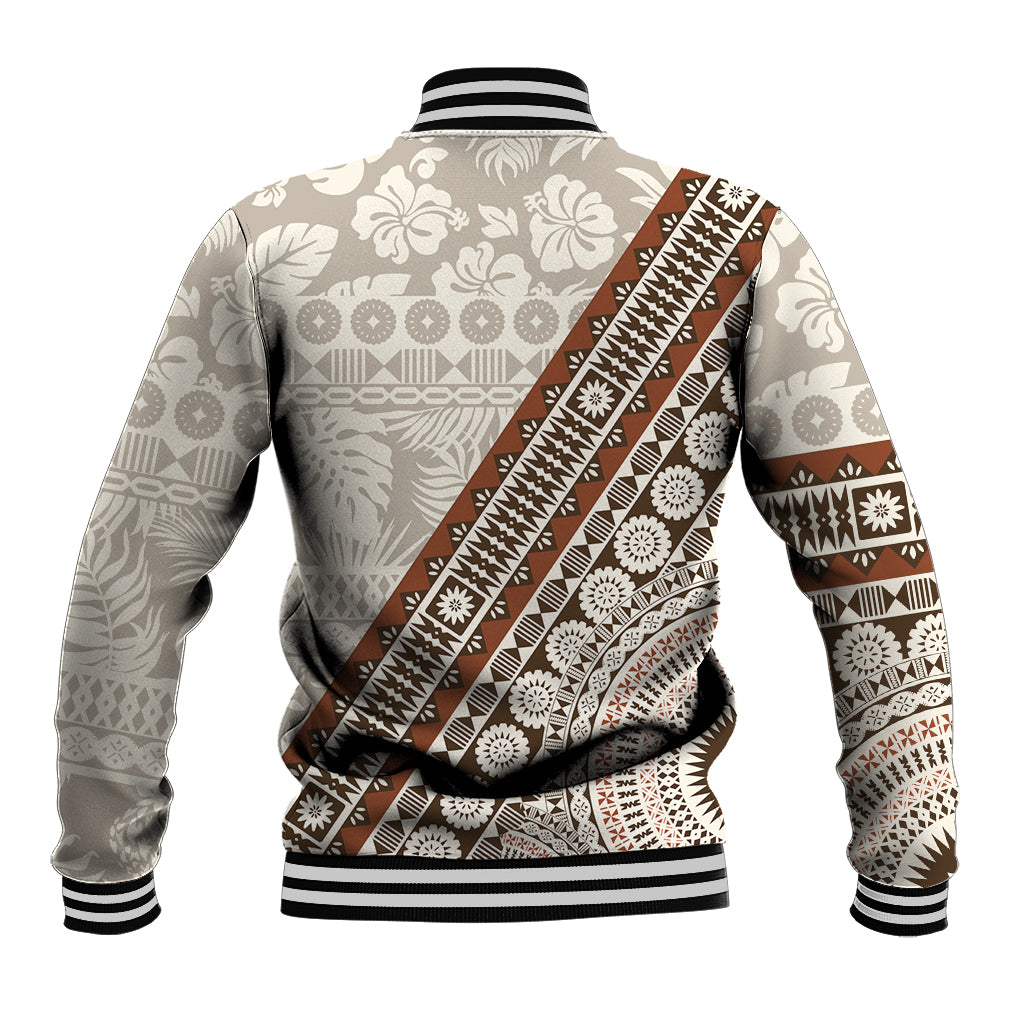 Bula Fiji Baseball Jacket Fijian Masi Tapa Cloth Vintage Vibes LT14 - Polynesian Pride