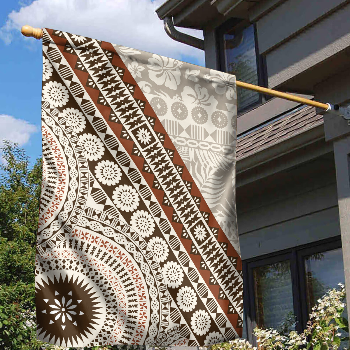 Bula Fiji Garden Flag Fijian Masi Tapa Cloth Vintage Vibes LT14 - Polynesian Pride