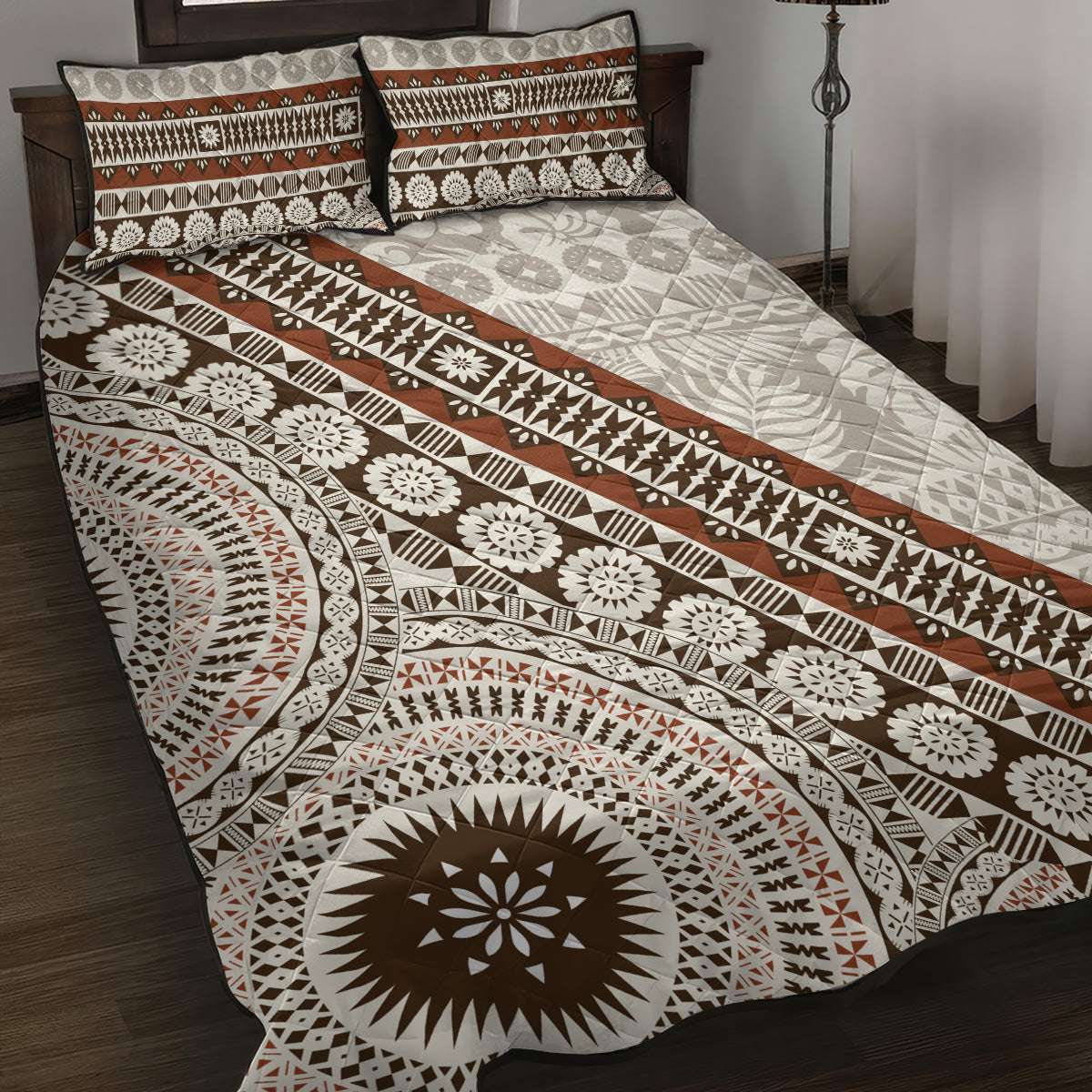 Bula Fiji Quilt Bed Set Fijian Masi Tapa Cloth Vintage Vibes LT14 Beige - Polynesian Pride