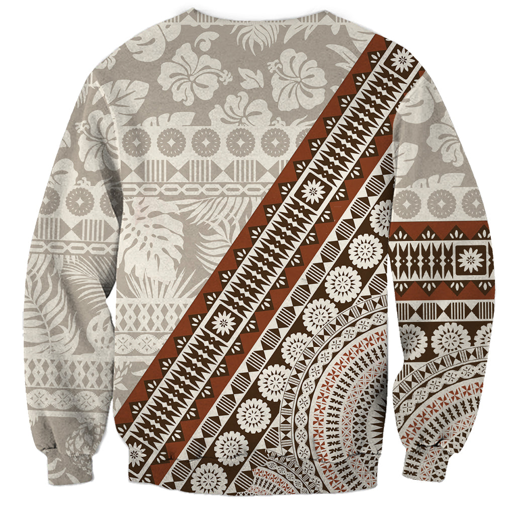 Bula Fiji Sweatshirt Fijian Masi Tapa Cloth Vintage Vibes LT14 - Polynesian Pride