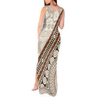 Bula Fiji Tank Maxi Dress Fijian Masi Tapa Cloth Vintage Vibes LT14 - Polynesian Pride