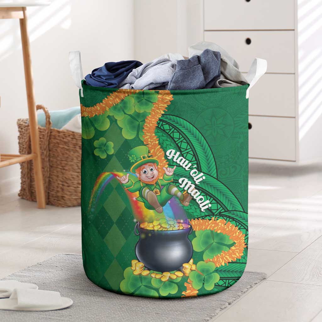 St Patrick's Day Hawaii Laundry Basket Hauoli Maoli Funny Shaka Leprechaun