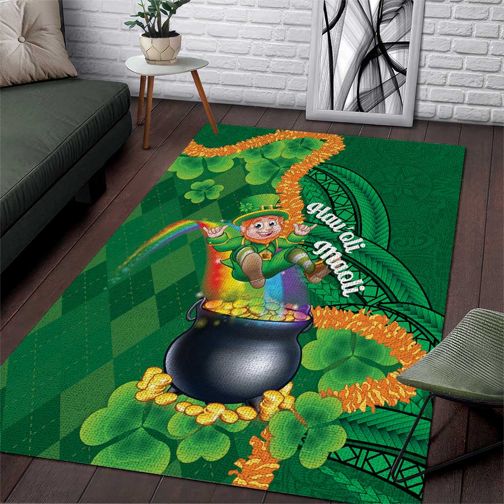 St Patrick's Day Hawaii Area Rug Hauoli Maoli Funny Shaka Leprechaun LT14 Green - Polynesian Pride