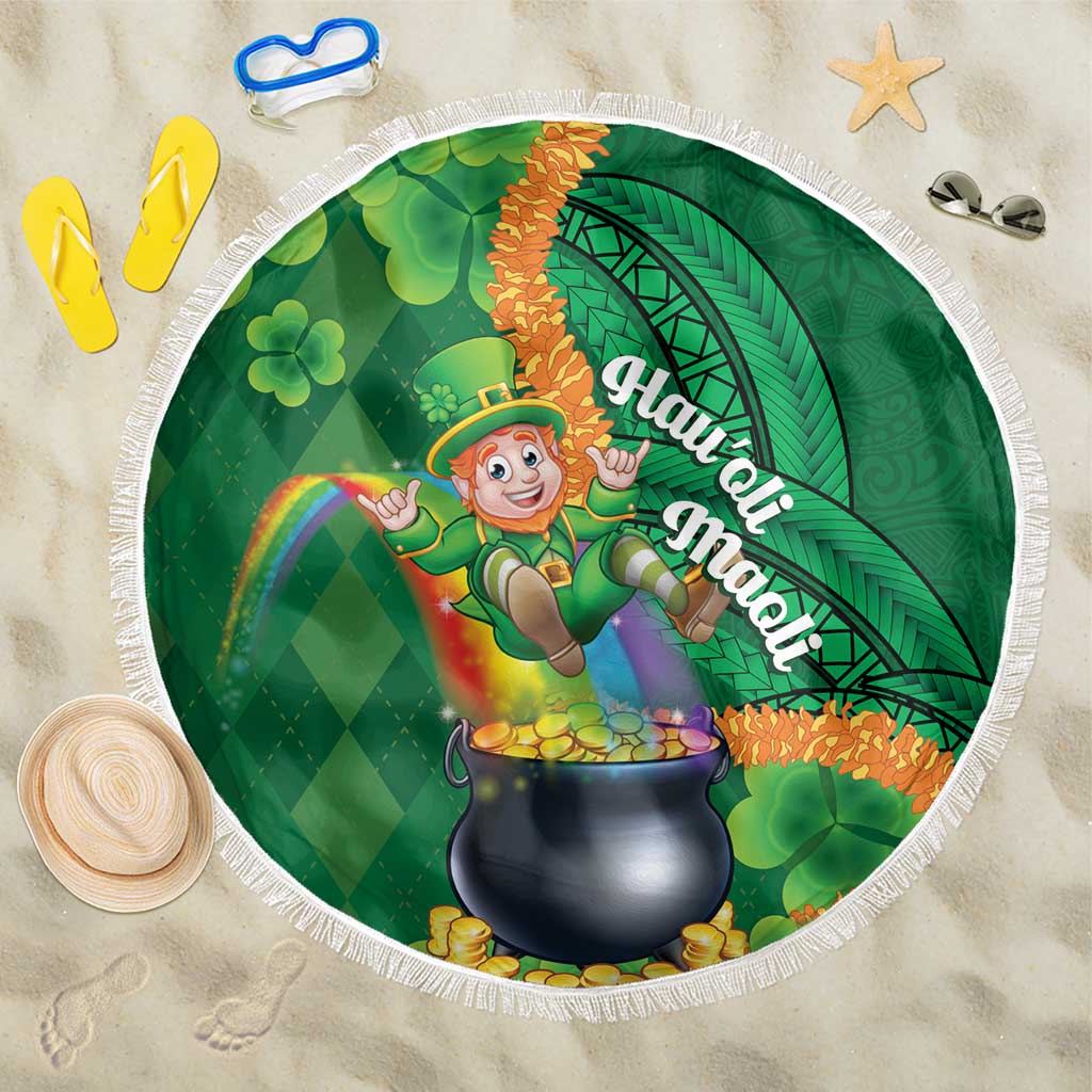 St Patrick's Day Hawaii Beach Blanket Hauoli Maoli Funny Shaka Leprechaun