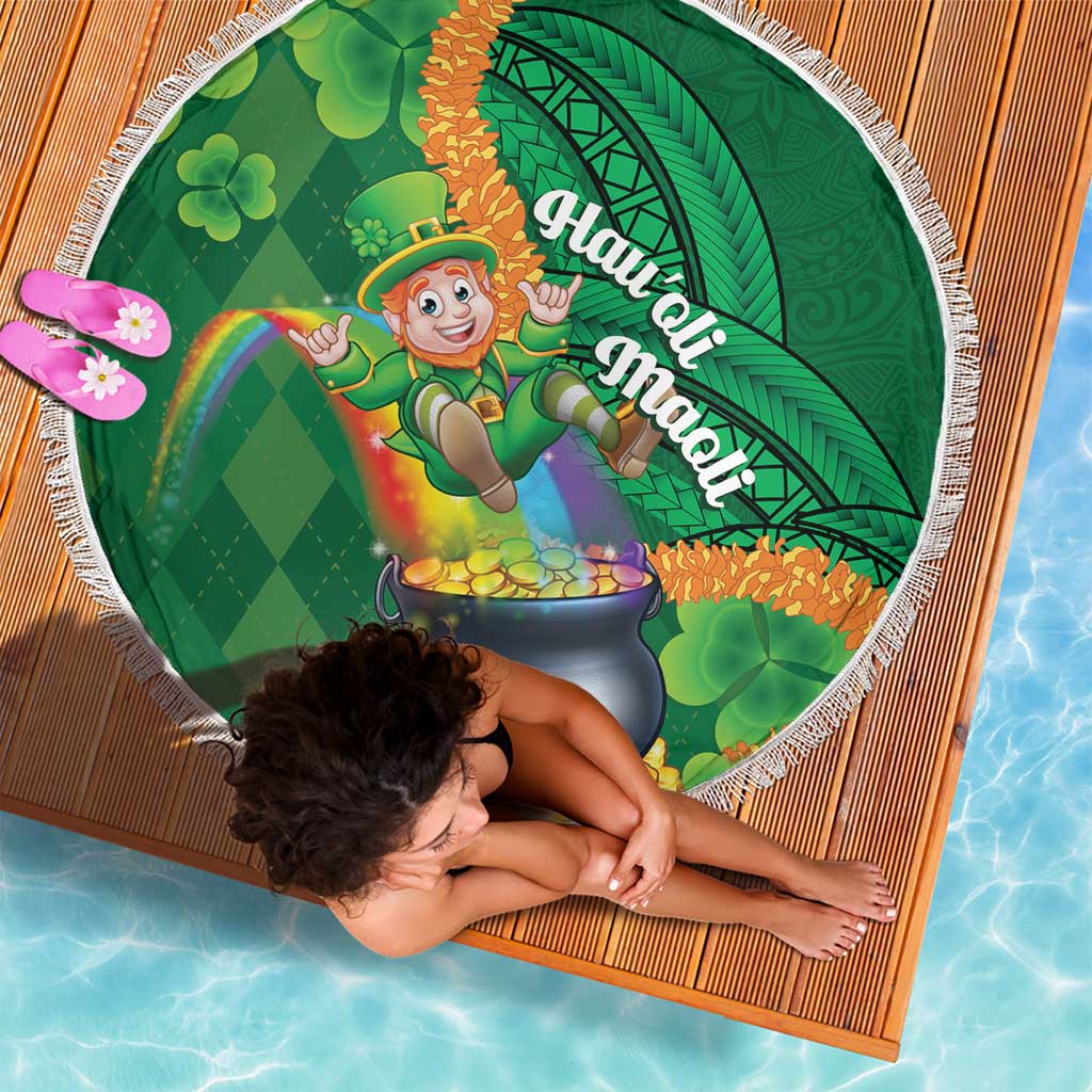 St Patrick's Day Hawaii Beach Blanket Hauoli Maoli Funny Shaka Leprechaun