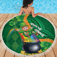 St Patrick's Day Hawaii Beach Blanket Hauoli Maoli Funny Shaka Leprechaun