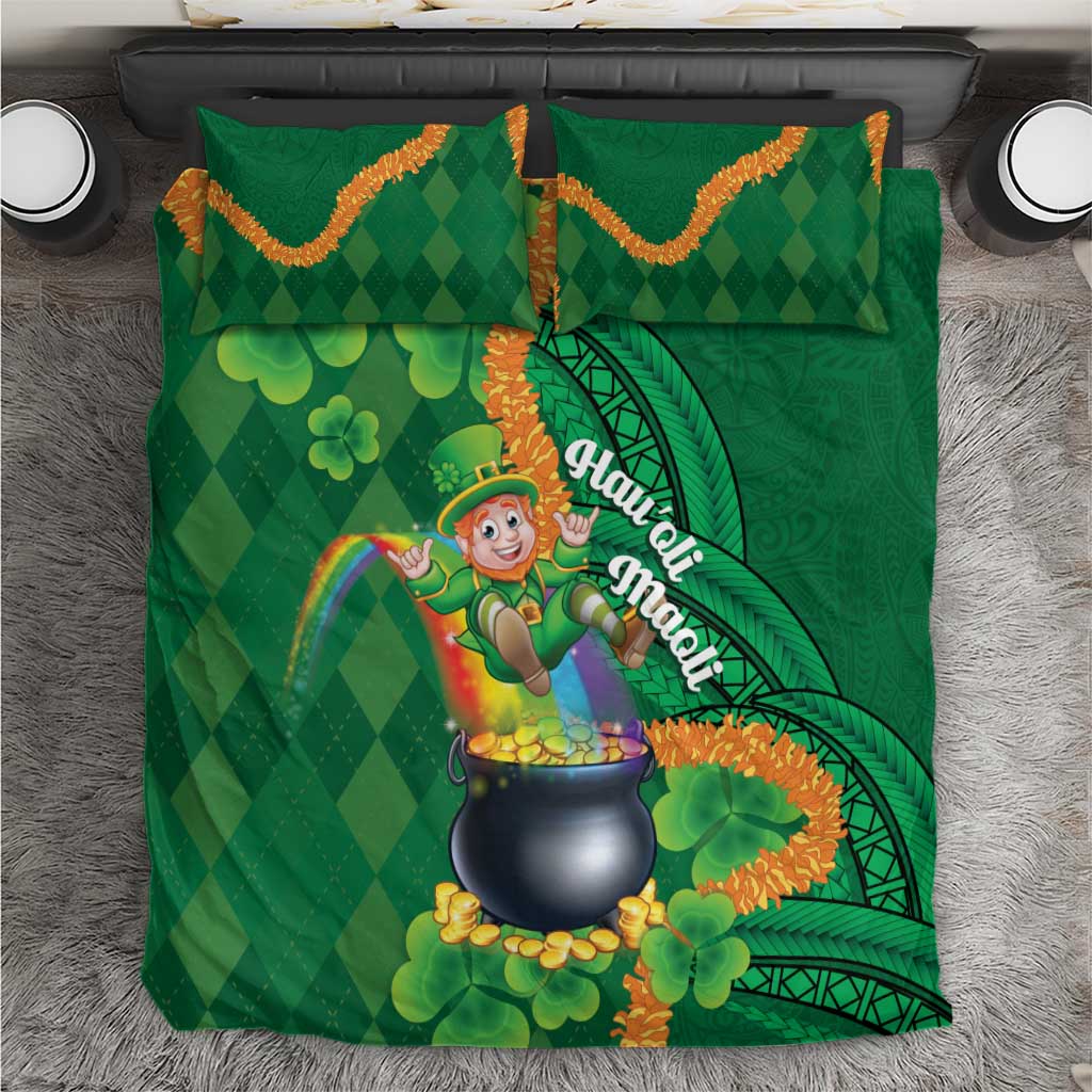 St Patrick's Day Hawaii Bedding Set Hauoli Maoli Funny Shaka Leprechaun LT14 Green - Polynesian Pride