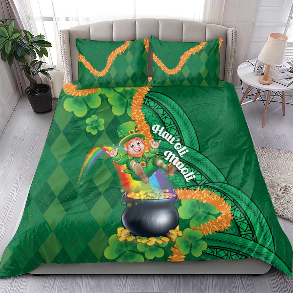 St Patrick's Day Hawaii Bedding Set Hauoli Maoli Funny Shaka Leprechaun LT14 - Polynesian Pride