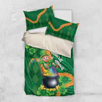 St Patrick's Day Hawaii Bedding Set Hauoli Maoli Funny Shaka Leprechaun LT14 US Twin 172cm x 218cm Green - Polynesian Pride