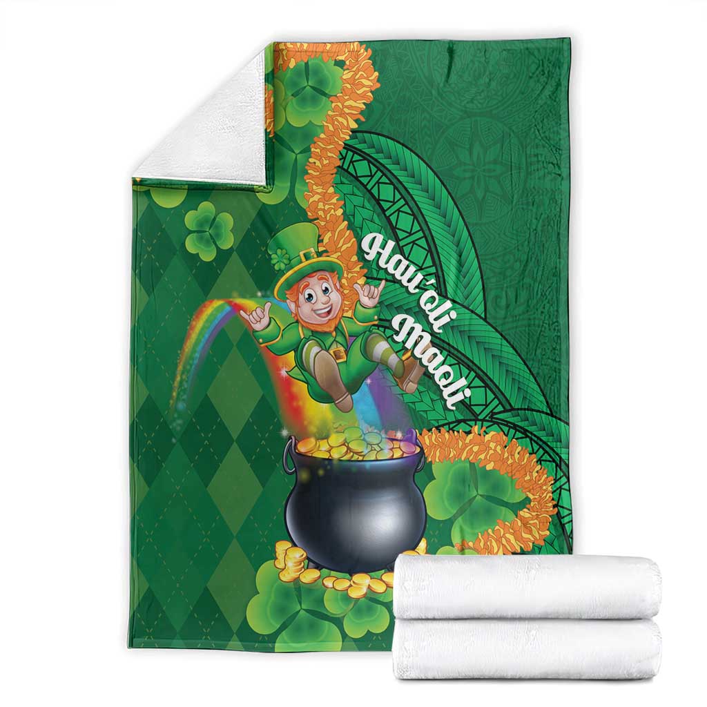 St Patrick's Day Hawaii Blanket Hauoli Maoli Funny Shaka Leprechaun
